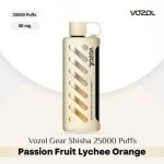 Vozol Gear Shisha 25000 Puffs DTL Disposable Pod Passion Fruit Lychee Orange in UAE